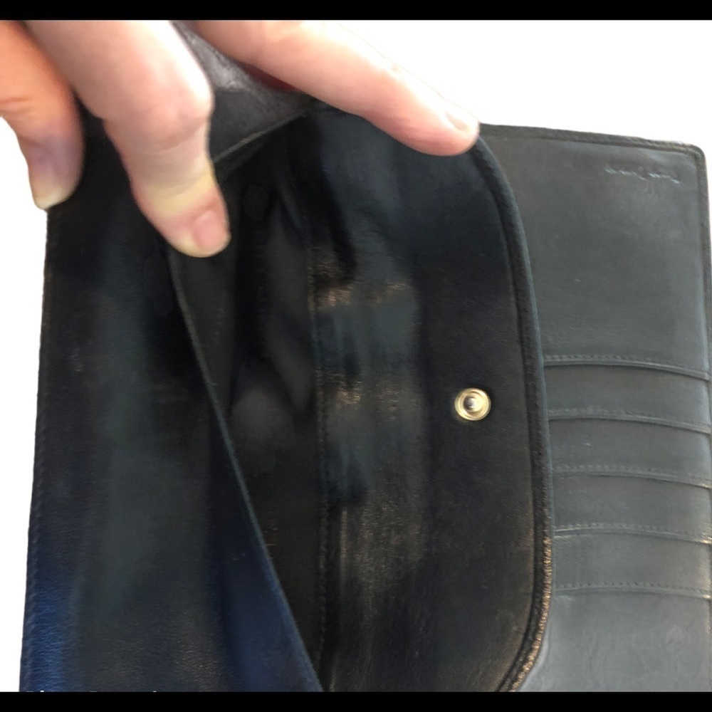 VTG Ralph Lauren Black Leather Wallet Brass Retro Collectible Zipper Logo - Picture 3 of 5